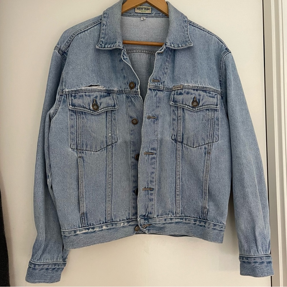 VINTAGE 80s/90s Guess denim distressed jacket